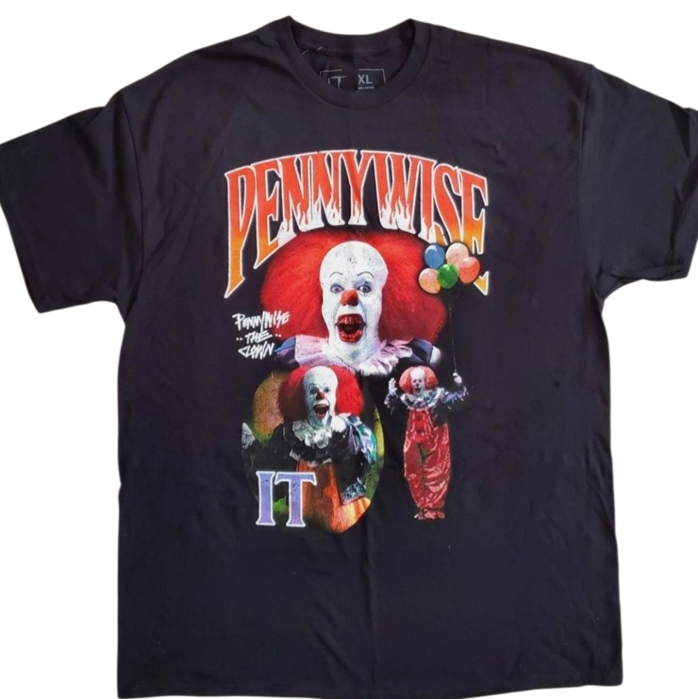 Pennywise IT Shirt XL Black Horror Movie Stephen King Clown